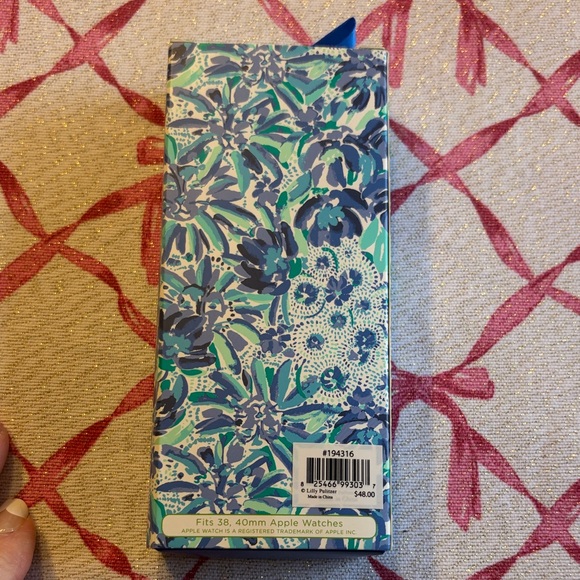 Lilly Pulitzer Green and Blue Patterned Apple Watch Band in High Manetenance - Picture 2 of 3